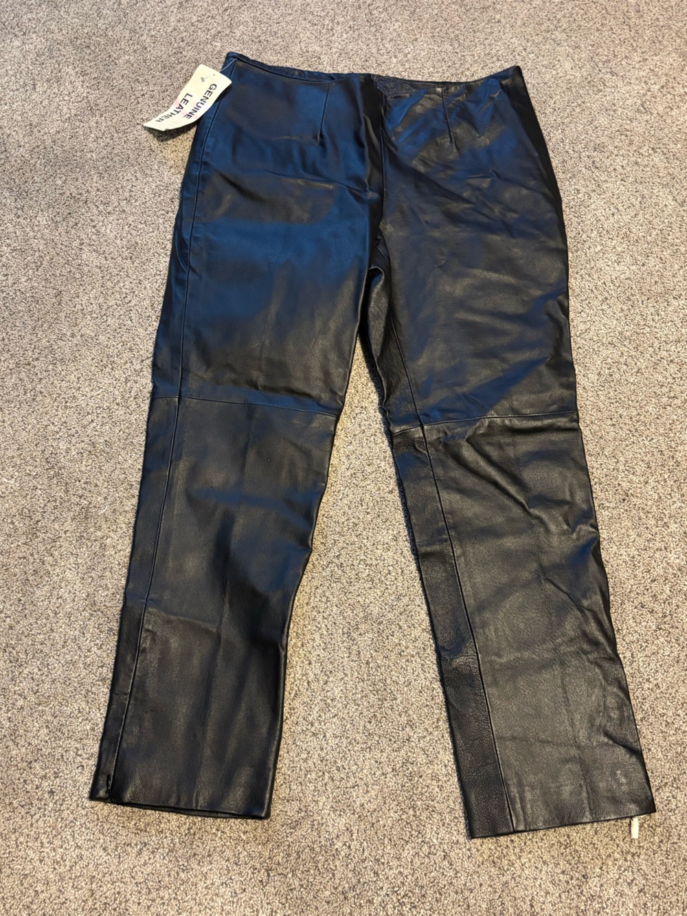 metrostyle Black Faux Leather Straight-Leg Pants